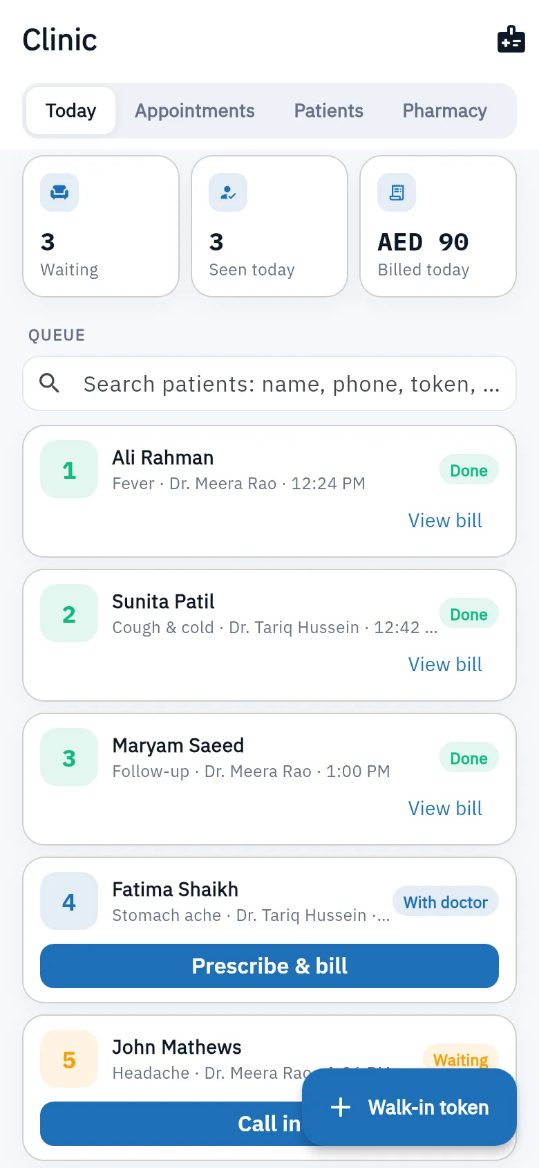 Bundle ERP on a phone: clinic