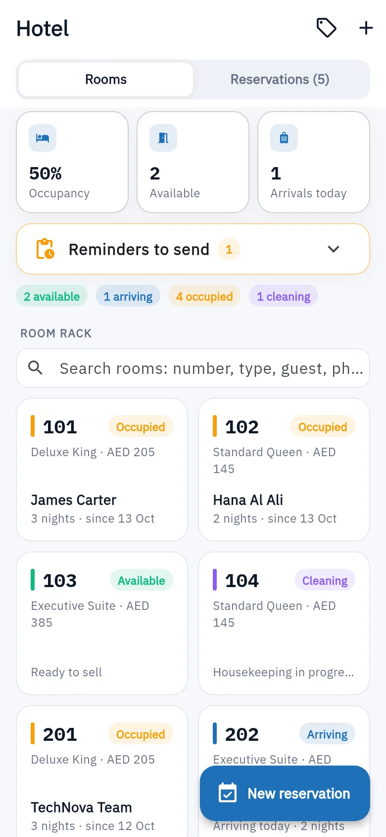 Bundle ERP on a phone: hotel