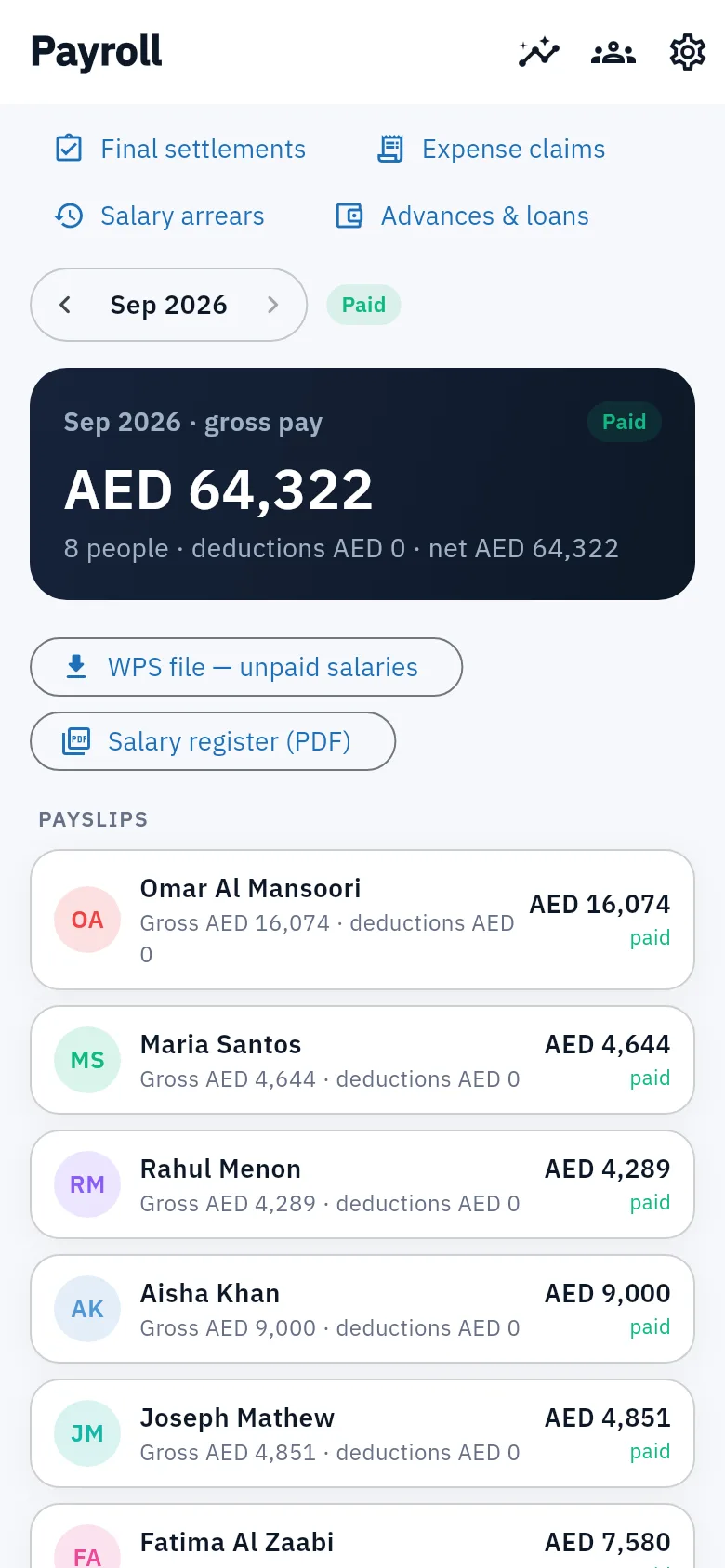 Bundle ERP on a phone: payroll