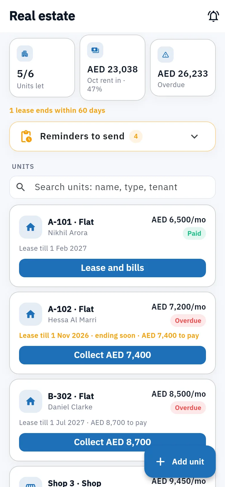 Bundle ERP on a phone: real estate