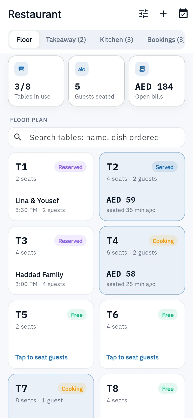 Bundle ERP on a phone: restaurant