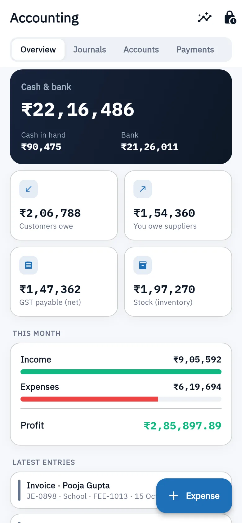 Bundle ERP on a phone: accounting and gst