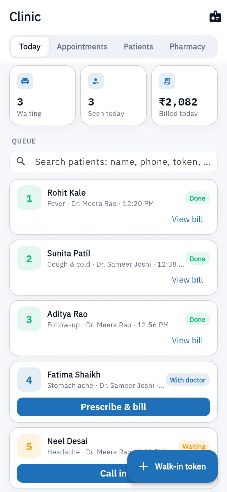 Bundle ERP on a phone: clinic
