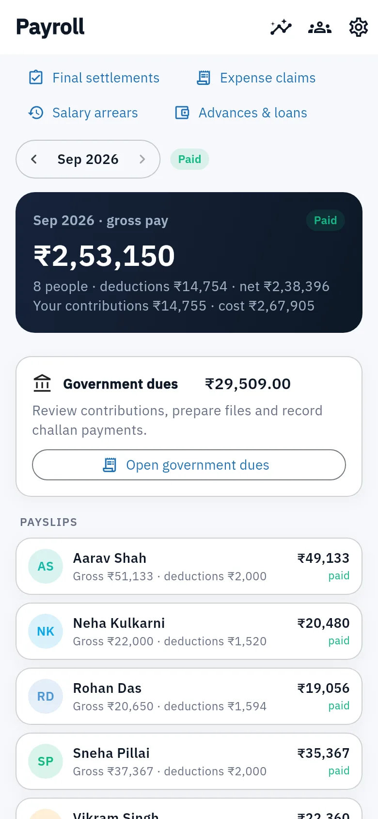 Bundle ERP on a phone: payroll
